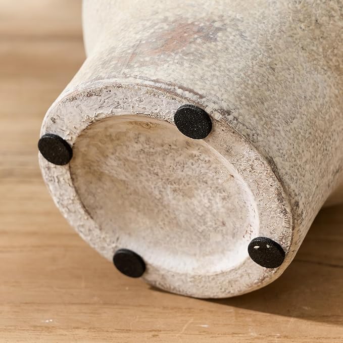 LUKA Antique Ceramic Vase with 2 Handle,7.28 inches Rustic Vase Minimalist Decor, Decorative Vases for Home Decor, Table, Living Room, Shelf, Christmas Decoration(Medium,Gray)