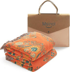 Colorful Throw Blanket Ultra Soft Cotton Orange Decorative Throw All Season Rustic Reversible Bohemian Throw Quilt Farmhouse Decoration(60"x80",04-Garland)