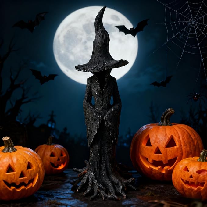 16'' Cracker Barrel Witch Statue, Halloween Witch Statue, Gothic Halloween Resin Figurine, Retro Magician Decor, Dark Fantasy Ornamen, Nib Festival Collectible