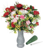 In Ground Headstones for Grave Decorations Memorials for Cemetery Vases for Flowers with Spikes (Floral Foam is Included)