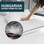 Hungarian Goose Down Pillows Standard Size, White Down Luxury Pillow, Bed Pillows for Sleeping, Pillow for Back, Stomach or Side Sleepers, 2 Pack, Standard (20" x 26")