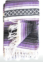 Del Mex Classic Mexican Blanket, Large Authentic Woven Falsa Throw (70"x50"), Artisan Southwest Décor for Beach, Yoga, Outdoors (Lavender)
