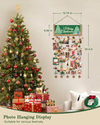 Bikoney Rustic Picture Frames Collage Wall Decor - Happy Birthday Banner Photo Hanging Display for Dorm Room Home with Gift Card Storage and 30 Clips