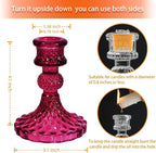 Glass Candlestick Holder,Striped Taper Candle Holders,Set of 6 Candle Stand for Table Centerpieces, Home Decor,Weddings,Festival and Parties (GCH002-Purple Dimond)