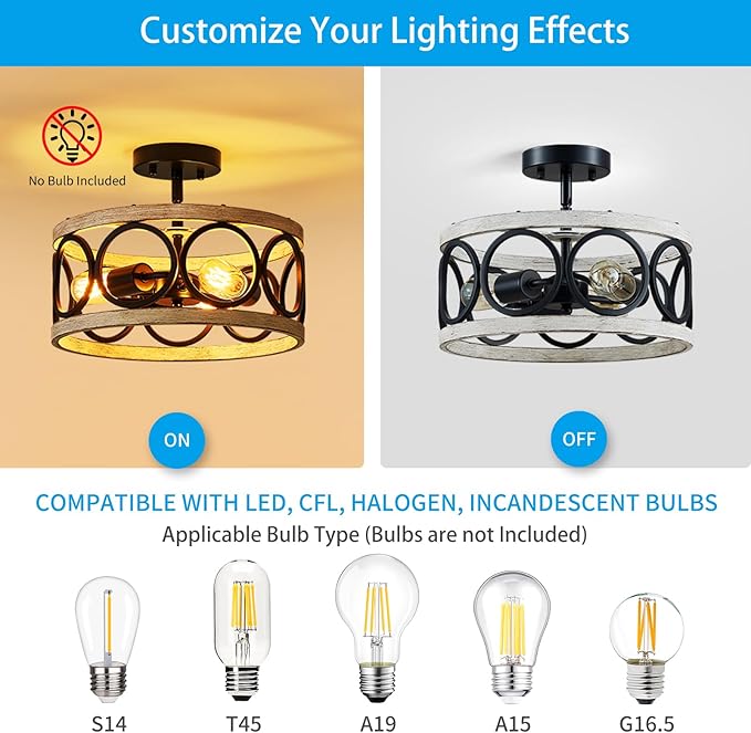 XINGQI White Chandelier 3-Light Modern Ceiling Light Rustic Wood Grain Adjustable Height Pendant Lighting Fixture 13" Round Metal Lamp for Dining Room Kitchen Bedroom Foyer Hallway