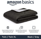 Amazon Basics Comforter Blanket Twin/Twin XL, Reversible Lightweight Microfiber All Season Blanket, Black/Grey