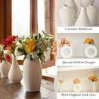 Ceramic Bud Vase Set of 8, Small Vase for Flowers, White Mini Bud Vase in Bulk for Centerpieces, Rustic White Ceramic Vase Set for Flowers, Room Décor, Wedding Party