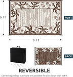 COCOER Outdoor-Rug 6x9 ft Waterproof Reversible Outdoor Plastic Straw Rug RV Indoor Outdoor Carpet Quick Dry Patio Rug Camping Mat for Balcony Backyard Picnic Beach-Brown&Beige