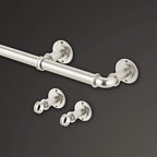 MODE Industrial Room Darkening Collection 1 1/8" Diameter Industrial Curtain Rod Set with Steel Wall Mounted Adjustable Curtain Rod, Blocks Light, Fits 72” to 144” Windows, Brushed Nickel