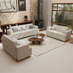 2 Pieces Corduroy Couch Set for Living Room, 5 Seats Cloud Sofa, Deep Seat Floor Couch for Bedroom, Futon Modern Sofa Bed, White Corduroy
