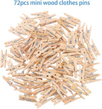 CCINEE Cute Wooden Clothespins Natural Craft Peg Pins Sturdy Mini Pins Clips, 1 Inch, 72 Pieces in Total