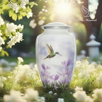 Olivia Memorials White Urn for Ashes Women Men Adult | Hummingbird Urn for Female Male Carefully Handcrafted Cremation Urn for Mom Mother Dad Dog Pet