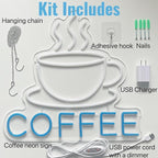 COFFEE Neon Sign in Yellow, White & Blue for Coffee Shops & Restaurants – Vibrant Multicolor LED Wall Light – Eye-Catching Decor for Cafés and Beverage Counters (Blue, Yellow, White)