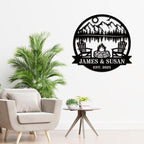 Personalized Camping Signs Custom Outdoor Campfire Metal Sign Custom Mountain Campfire Sign Family Name Sign Personalized Camping Gifts Fire Pit Cabin Campsite Sign(Campfire)