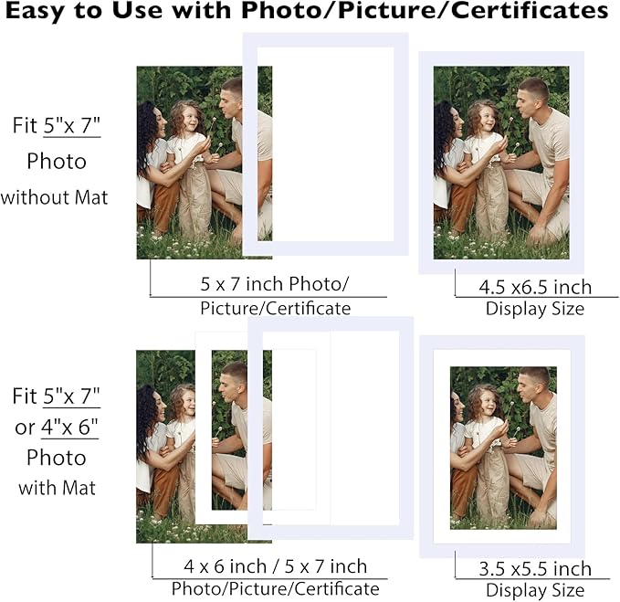 12 Packs 5x7 Picture Frames Bulk, Display 4x6 with Mat or 5x7 Without Mat, White Gallery Frame Set, 5 by 7 Frames Bulk Set of 12, Collage Wall Decor Photo Frame Set for Wall and Tabletop, White