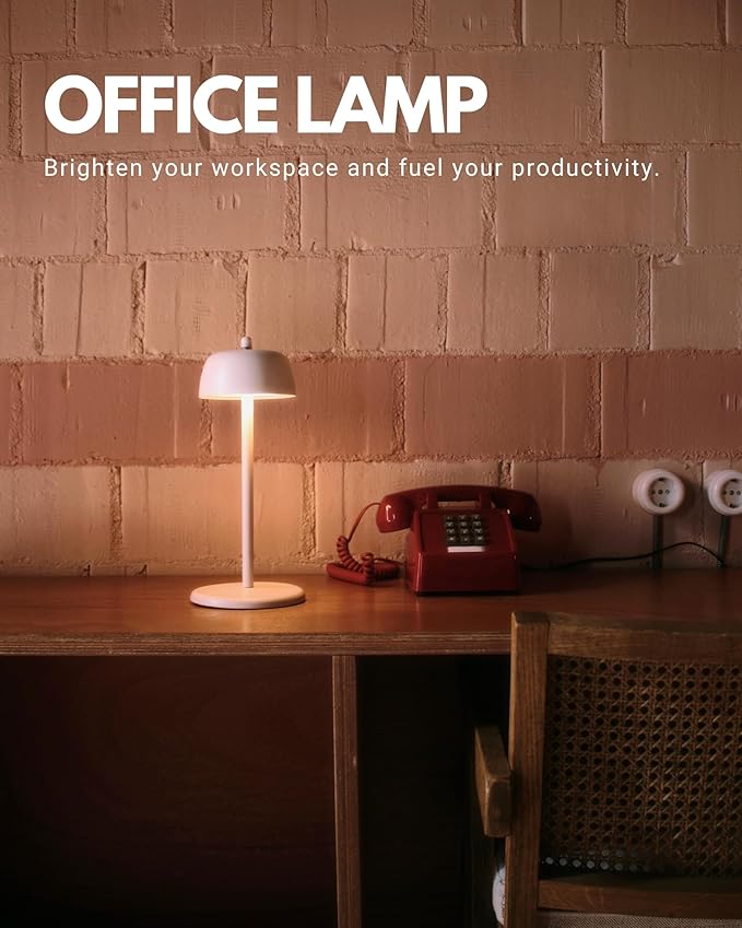 Flicker Cordless LED Table Lamp with 3-Level Brightness, Rechargeable Battery, Perfect for Patio, Bedside, Restaurants, and Ambient Lighting - Modern Design (White)