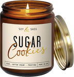 Sugar Cookie Candle, Cookie Candle – ‘Sugar Cookies’ Soy Candles, w/Sugar, Butter & Vanilla - Infused with Essential Oils I Christmas Candles I 9oz, 50 Hour Burn, Handmade in USA