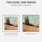 Homeforia 24x24 Wood Picture Frame, High End Natural Oak 24 x 24 Square Light Wooden Poster Frame with Mat 20 by 20 Photo, 24by24 Large Frames Matted to 20x20 Print, Tempered Glass, Wall Kit, Set of 1