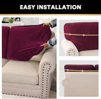 PrinceDeco Velvet Cushion Covers for Sectional Couch, 3 Back Cushion, Burgundy