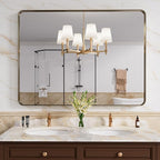 Bronze Bathroom Mirror 40x30 Inch, Brushed Bronze Metal Frame Mirror for Wall, Rounded Rectangle Bathroom Vanity Mirror with Tempered Glass, Anti-Rust, Horizontal/Vertical