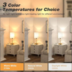 Dicoool Small Bedside Lamps 3 Color Modes - 3000K 4000K 5000K Bedroom Lamps with USB C and A Ports, Pull Chain Gold Table Lamps with AC Outlet, Nightstand Lamps with Gold Metal Base for Kids Reading
