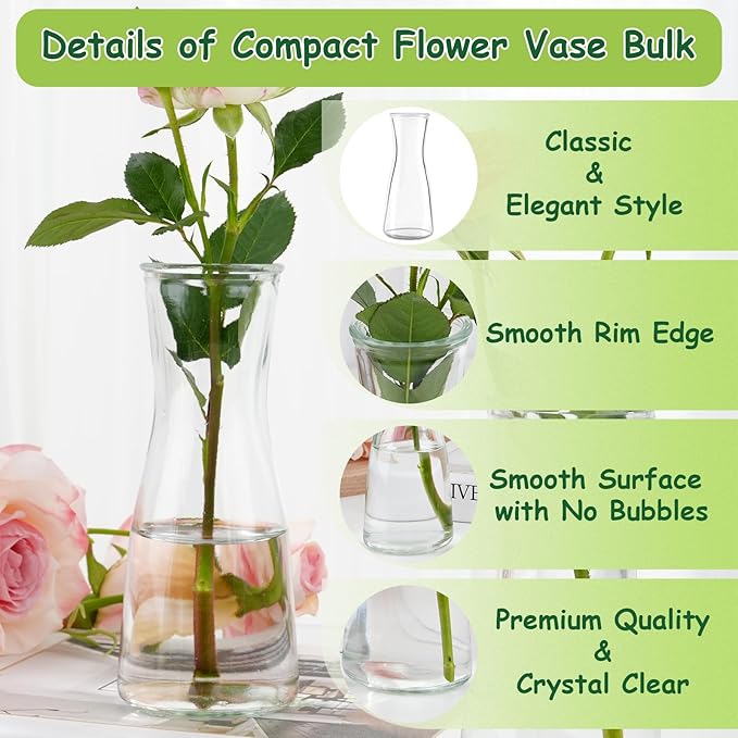 Small Clear Glass Bud Vases 10Pcs Mini Vases for Flowers Tulip Eucalyptus Plants, Glass Flower Vases for Centerpieces Dining Table, Clear Bud Vases Bulk for Wedding Party Bridal Shower Home Decor
