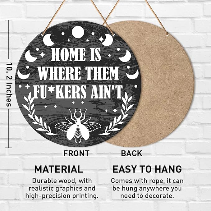 Muktoujaumai Witch Sign Decor, Witchy Hanging Sign Decor Rustic Wall Decorations Magic Witchcraft Sign for Gothic House, Living Room, Housewarming Gift for New House Home Wicca