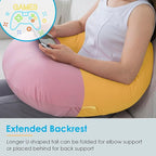 QUEEN ROSE Reading Pillow for Gaming, Lap Desk Pillow for Sitting in Bed or Sofa, Compact Arm Support Pillow for Reading, Playing or Crocheting, Cooling Pink