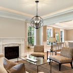 Modern Black Chandelier for Dining Room, 4 Lights Geometric Chandeliers, Sphere Chandelier Industrial Large Pendant Light Fixtures Hanging for Kitchen, Entryway, Foyer, Stairs