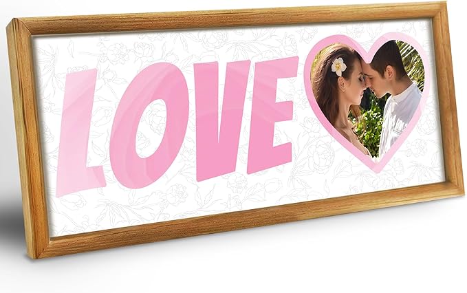 Gifts for Him/Her - Personalized Photo Frame with Love Design, Wall Mount or Tabletop Display, Romantic Gifts for Boyfriend Girlfriend Anniversary Birthday Valentine's