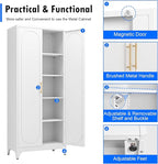 Metal Storage Cabinet with Doors and Shelves, 75 Inch Tall Kitchen Pantry Cabinet, Pantry Cabinets for Kitchen Storage, Freestanding Cupboard for Living, Dining Room, White, Assembly Required