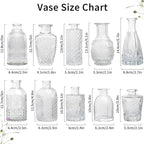 Glass Vase Bud Vase in Bulk Set of 12，Small Vintage Flower Bottle Petite Glass Flower Vase for Floral Arrangements, Decorative Centerpiece,Table Decor,Home Wedding Party