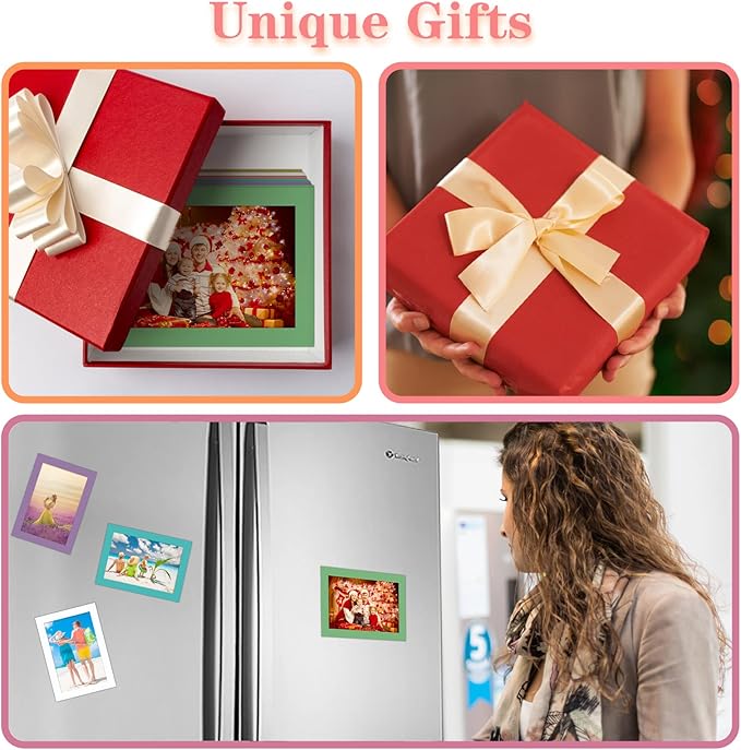 CRUGLA 12 Packs Colorful 4x6 Magnetic Picture Frames for Refrigerator Locker, Colored Peel and Stick Frame Bulk, 4 by 6 Photo Holders for Fridge Dishwasher Whiteboard, 6 Colors