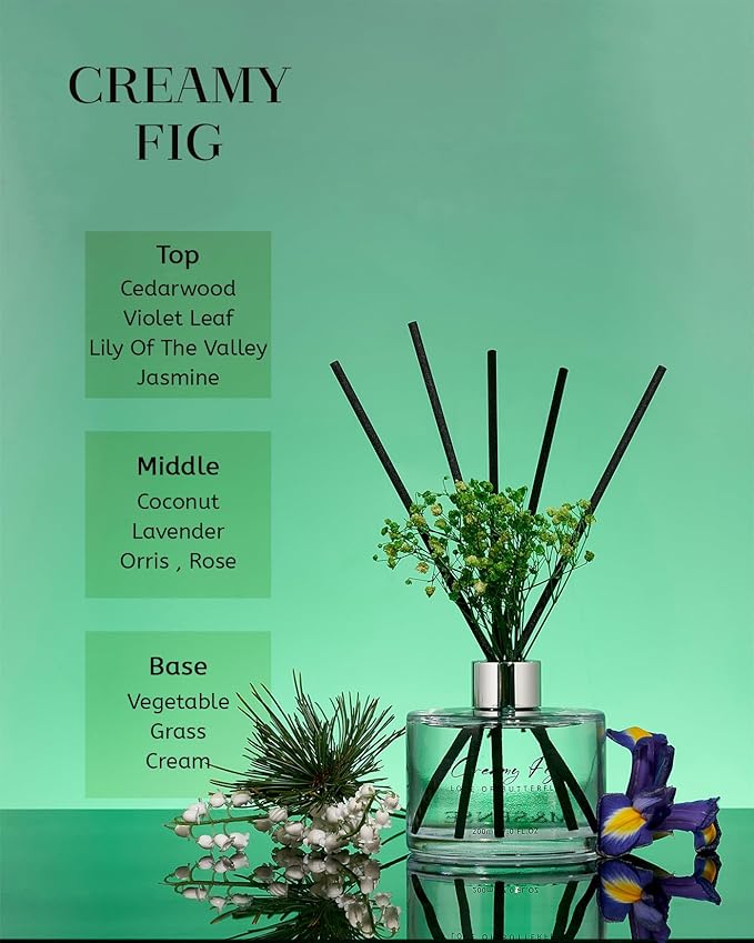 M&SENSE Reed Diffuser Set with 7 Sticks | 7.0oz Lily of The Valley & Cedarwood Scent, Flame Free Fragrance Diffuser for Guestroom Shelf, Long Lasting Floral Diffuser with Baby's Breath Flower Gifts
