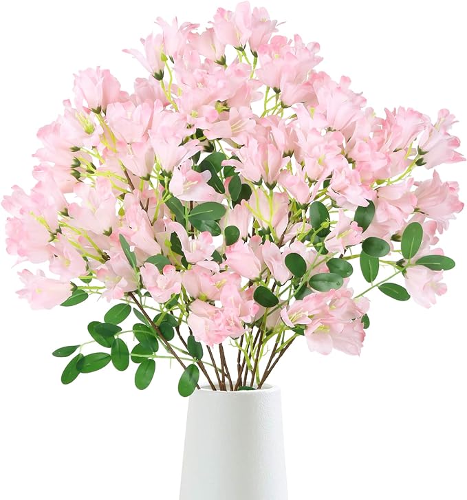 IPOPU 4Pcs Faux Pink Artificial Delphiniums, 24.8 Inch Long Stem Artificial Jacaranda Flowers for Tall Vases, Fake Delphiniums for Artificial Flower Arrangements, Home Party Decorations