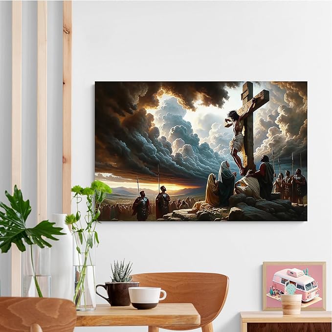 XWNLTEPK Christian Art Crucifixion Print Jesus on the Cross Art Wall Jesus Picture Modern Home Decor Canvas Wall Art Poster