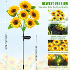 Sunflower Solar Lights Outdoor Decor, 4 Pack Solar Garden Decor 24 Waterproof Solar Sunflower Outdoor Lights for Garden Patio,Flower Bed, Pathway, Gift for Women, Mom, Grandma
