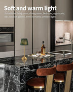 KDG Cordless LED Table Lamp Set of 2, Portables Fabric Shade Desk Lamps, 4000mAh Rechargeable Battery Powered Lighting, Dimmable Light for Dining Room, Bedroom, Bedside, Night Light, Balcony (Green)