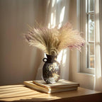 Rustic Pottery Ceramic Vase - Vintage Farmhouse Style Decor, White Grid Ceramic Vases for Home Decor, Modern Farmhouse Decor (Black white)