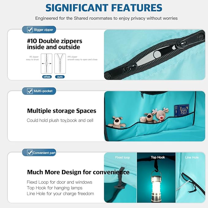 Bed Tent,Portable Privacy Sleeping Bed Canopy,Blackout 90% Drapes for Kids and Adult,Indoor Space Tent with Breathable Large Mesh Windows