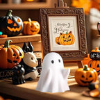 Halloween Ghost Figurine, Funny Resin Pen Holder Ghost Statue, Cute Decor for Halloween Decorations Desk Indoor and Porch Spooky Home Decor