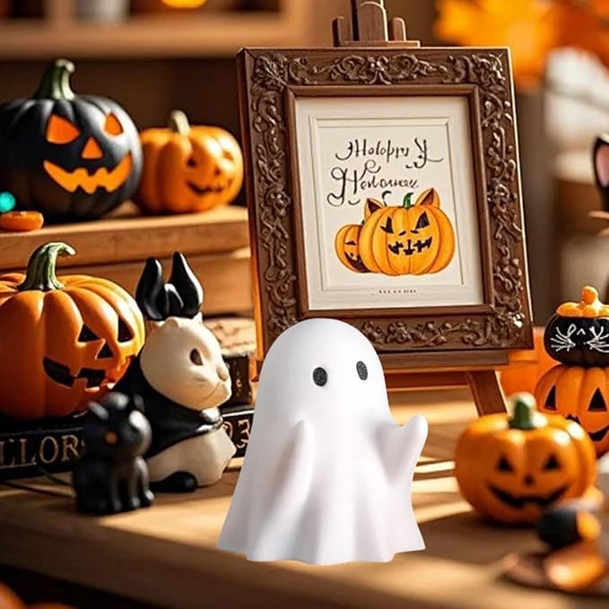 Halloween Ghost Figurine, Funny Resin Pen Holder Ghost Statue, Cute Decor for Halloween Decorations Desk Indoor and Porch Spooky Home Decor