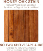 Homeforia Floating 60 inch Oak Shelves, High End Solid Real Wood 60inch Floating Shelf for Wall Mounted, Honey Oak Wooden 60in Large Floating Shelves, Heavy Duty Bracket, 60 X 6.5 X 1.75 in, Set of 2