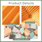 HIGOGOGO Square Stuffed Pouf Ottoman, Corduroy Poufs with Foam Chunk Filling, Furry and Fluffy Pouf Foot Stool Storage Ottoman, 21 X 21 Floor Poufs Foot Rest for Living Room, Orange