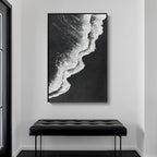 Framed Black and White Abstract Beach Canvas Wall Art, Modern Minimalist Art Prints Paintings Artwork for Walls, Ocean Wave Pictures for Living Room Dining Room Bedroom Bathroom Wall Decor 24x36 In