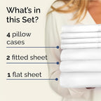 Split King Sheets Set 7 Piece - Includes 4 Pillowcases - Bed Sheets Split King - Soft Hotel Luxury Bedding - Cooling, Comfy & Breathable - 1 Flat & 2 Fitted & 4 Pillowcases w/ Deep Pockets - White