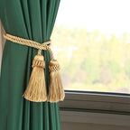 Fenghuangwu Curtain Tiebacks Handmade Decorative Curtain Holdbacks Rope with Tassel (Gold, 4P)