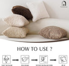 Foindtower 2 Pieces 22x22 Inch Khaki, Faux Fur Throw Pillow Cover Accent Sherpa Pillow Fuzzy Soft Pillowcases Sheepskin Decorative Fleece Cushion Case for Bed Couch Living Room