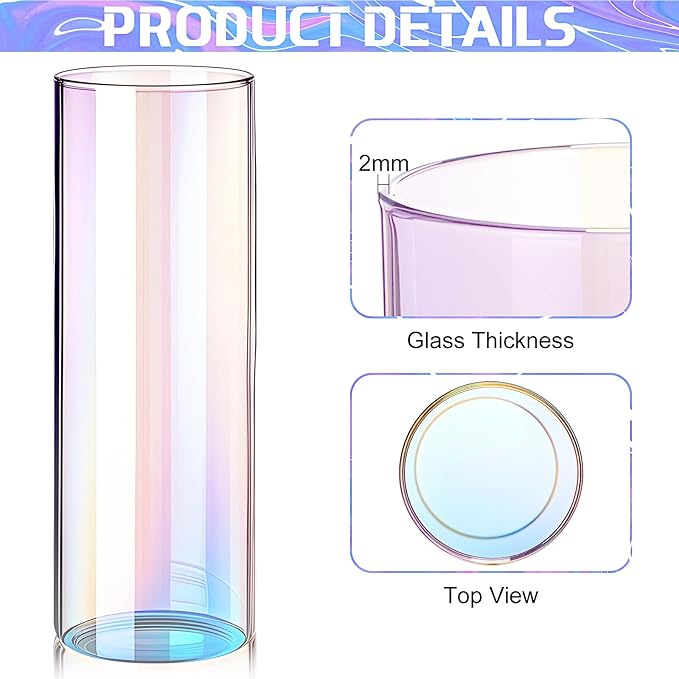 24 Pcs Glass Cylinder Vases Clear Flowers Vase Decorative Floating Candles Holders Table Centerpieces for Wedding Party Event Home Office Decor(Dazzling Color,2.8'' X 4.7'', 5.9'', 7.9'')