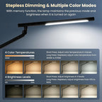 Pak LED Desk Lamp with Clamp, 18W Dual Light Architect Desk Light, Adjustable Swing Arm RGB Light Sensor Switch, Eye-Caring 4 Modes Stepless Dimming Table Lamp for Home Office Reading Study Gaming